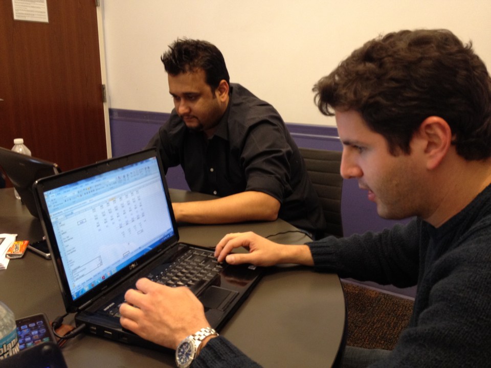 Abhijeet and Justin doing an LBO model in Excel